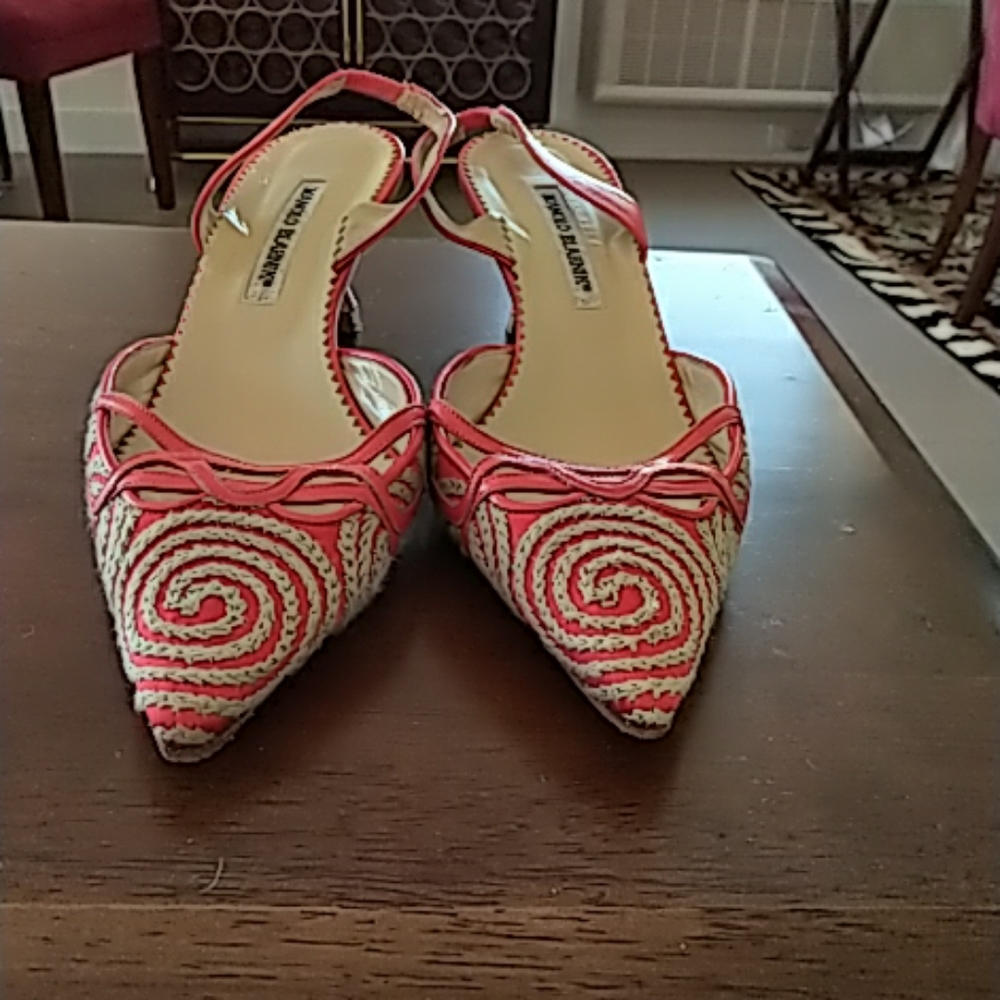 Manolo Blahnik---kitten heel slingback.